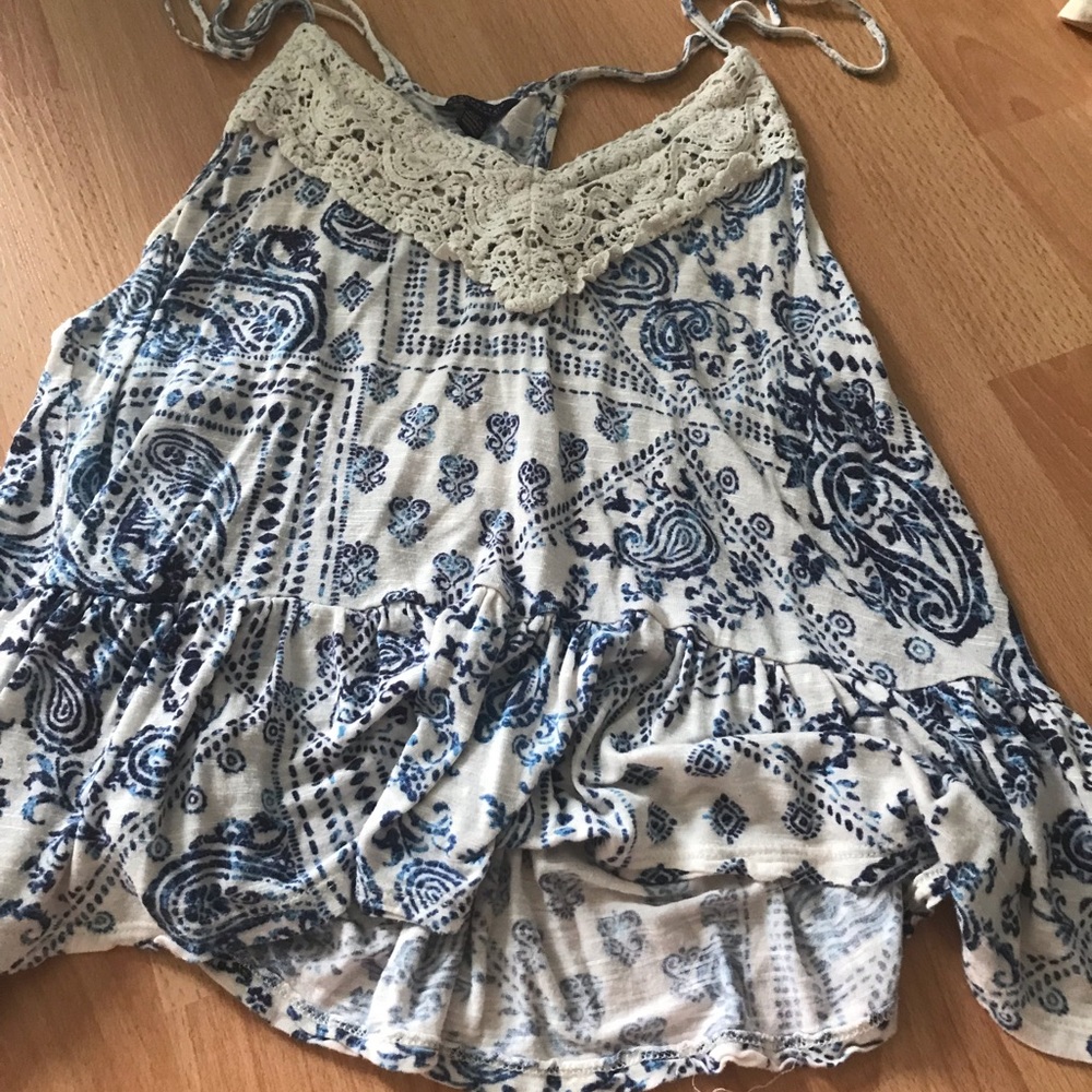 Blue tank with lace top